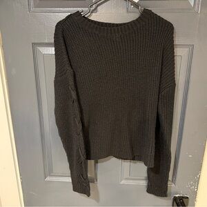 Classic Black Cable-Sleeve Women's Sweater